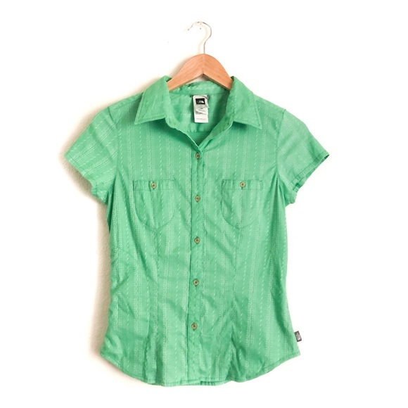 The North Face Tops - North Face Green Short Sleeve Button Up Shirt